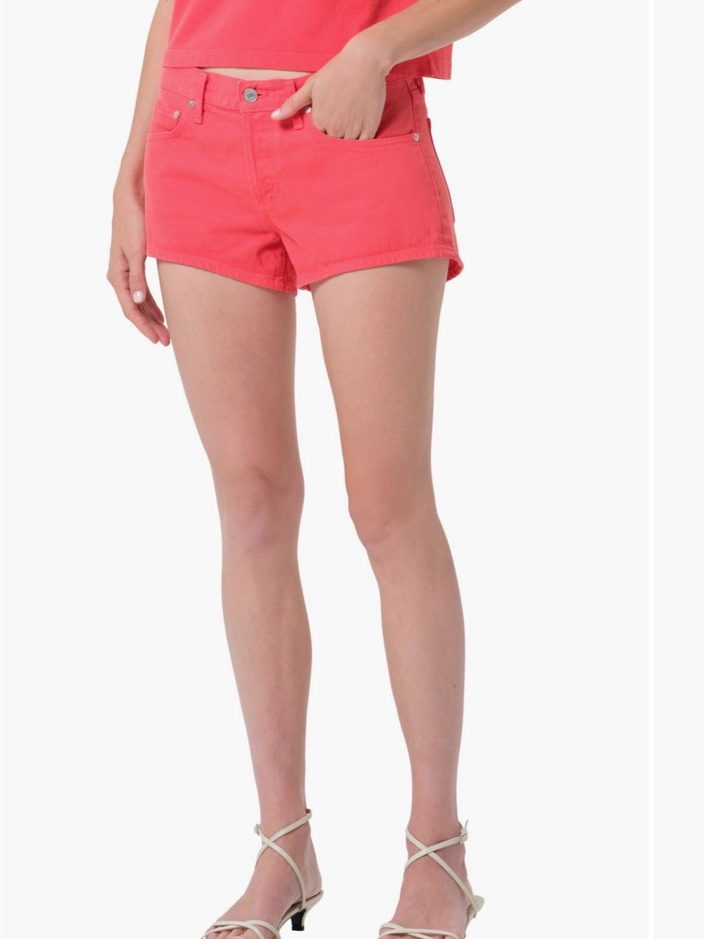 AGOLDE Red Parker Denim Shorts